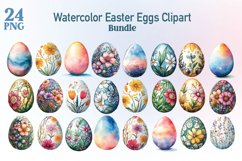 24 Png Floral Easter Egg Clipart, Watercolor Easter Clipart Product Image 1