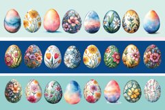 24 Png Floral Easter Egg Clipart, Watercolor Easter Clipart Product Image 3