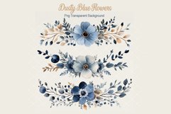 Watercolor PNG Dusty Blue Floral Clipart, Wedding Clipart Product Image 1