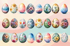 24 Png Floral Easter Egg Clipart, Watercolor Easter Clipart Product Image 2