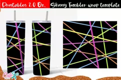 Neon striped Skinny Tumbler wrap sublimation template Product Image 2