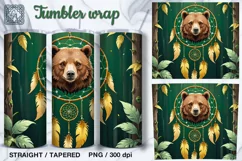 Bear Dream catcher Tumbler Sublimation, 20 oz Tumbler Wrap Product Image 1