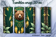 Bear Dream catcher Tumbler Sublimation, 20 oz Tumbler Wrap Product Image 2