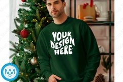 Green men Sweatshirt empty space Mockup, christmas Gildan Product Image 1