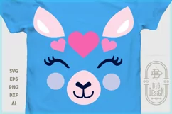 Cute Llama face with hearts SVG, Valentines Day Llama SVG Product Image 1