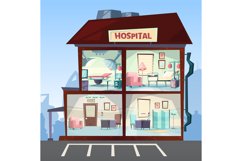 Hospital. Medical clinic rooms interior hallway emergency ve Product Image 1