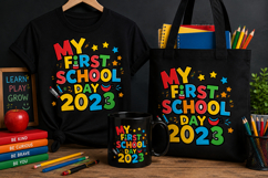 My First School Day 2023 PNG | Back to School Design Product Image 1