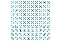 100 hospitality icons set, flat style Product Image 1