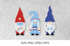 Medical gnomes SVG. Funny nurse and doctors gnome Product Image 1