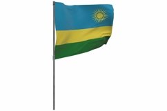Rwanda flag on pole. Waving banner isolated. Product Image 1
