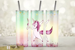 Dancing Unicorn tumbler wrap png glitter sublimatiion design Product Image 1