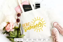Hello Summer - Sunshine - Shirt - Tote - Sign - SVG DXF Sun Product Image 2