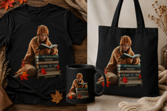 Cozy Woman Reading Books PNG Fall Book Lover Clipart Product Image 1