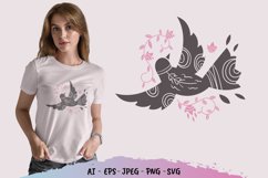 Hand Drawn Folk Art Bird and Flowers SVG Product Image 1
