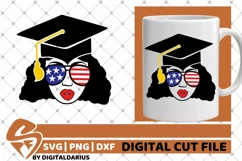 Afro Woman in Graduation Hat svg, 4th of July svg, America Product Image 1