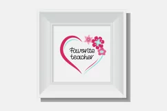 Heart with Flower SVG. FAVORITE TEACHER SVG. Product Image 5