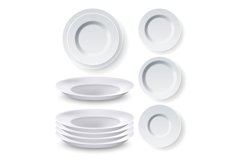Plates Dinner Equipment Collection Set Vector Product Image 1