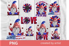 Patriotic Gnome July 4th Sublimation PNG bundle Product Image 1