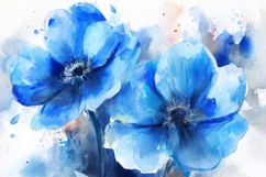 Blue Poppy Watercolor Background Wallpaper Product Image 1