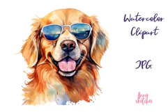 Golden Retriever in Sunglasses Clipart JPG Product Image 1