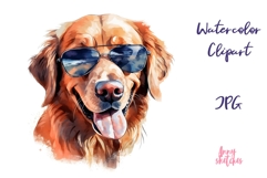Golden Retriever in Sunglasses Clipart JPG Product Image 1