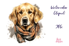 Golden Retriever in Bandana Clipart JPG Product Image 1