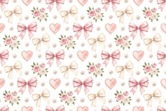 Pattern Pink Hearts and Bow Flowers Product Image 1