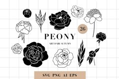 Peony SVG bundle, Trendy Botanical SVG elements, Florals svg Product Image 1