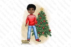 Christmas Boy Nicholas with curly Afro hairstyles Clipart Product Image 2