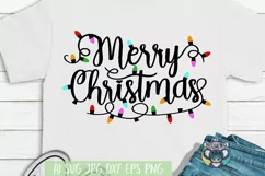 Merry Christmas svg, Christmas Lights svg, Santa, Cut File Product Image 2