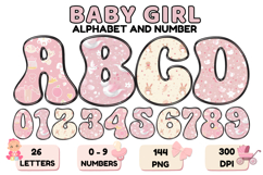 Baby Girl Alphabet PNG Cute Baby Letters &amp; Numbers 300 DPI Product Image 1
