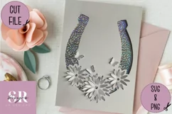 3D Floral horse shoe|Paper cutting | horse shoe svg Product Image 1