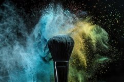 Colorful Powder with Brush Background Wallpaper Product Image 1