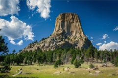 Majestic devils tower against blue sky Product Image 1