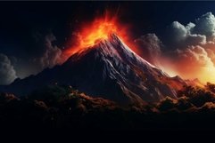 Explosive volcano eruption at night Product Image 1