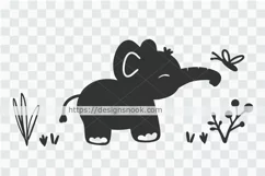 Baby elephant and butterfly svg, cute elephant, baby shower Product Image 3