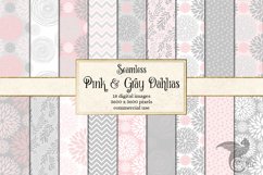 Pink and Gray Dahlia Digital Paper Product Image 1