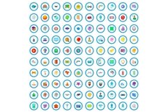 100 virtual reality icons set, cartoon style Product Image 1