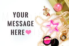 Feminine Styled Desktop Mockup, Flatlay Stock Photo 40 Product Image 1