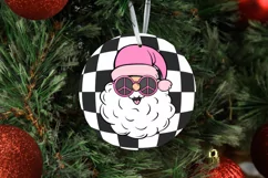 Groovy Retro Santa Claus Sublimation Ornament| PNG Product Image 2
