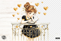 Whimsical Coquette Reading Books PNG - Reading Clipart Product Image 1