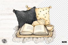 Whimsical Coquette Reading Books PNG - Reading Clipart Product Image 1
