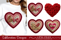 Latch Hook Yarn Crochet Valentines Day Heart PNG, Valentine Product Image 1