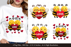 Valentine’s Bee Clipart, Valentines sublimation Png Product Image 1