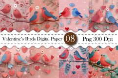 Valentine’s Birds Digital Paper Product Image 1