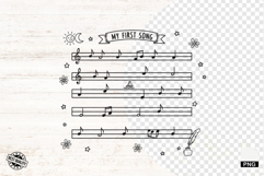 Doodle Music Sheet Png Sublimation Product Image 1