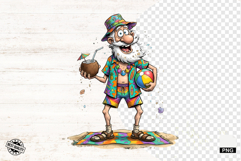 Whimsical Summer Beach Grandpa PNG - Beach Clipart Product Image 1