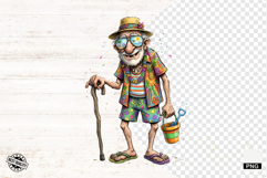 Whimsical Summer Beach Grandpa PNG - Beach Clipart Product Image 1