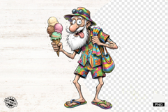 Whimsical Summer Beach Grandpa PNG - Beach Clipart Product Image 1