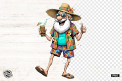 Whimsical Summer Beach Grandpa PNG - Beach Clipart Product Image 1